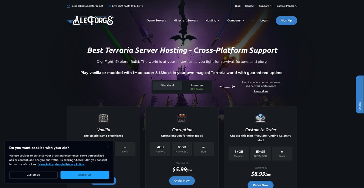 Best Terraria Server Hosting 2025 | Fast, Reliable & ... Screenshot