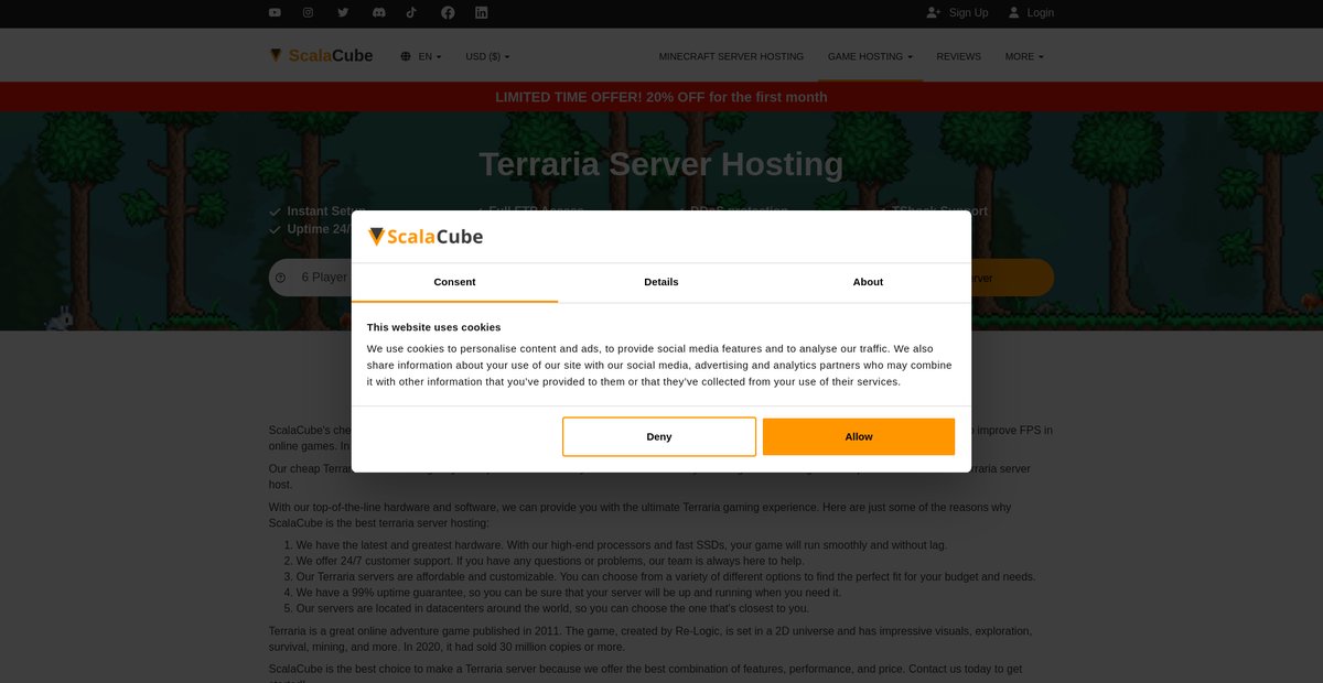 Terraria Server Hosting - ScalaCube Screenshot