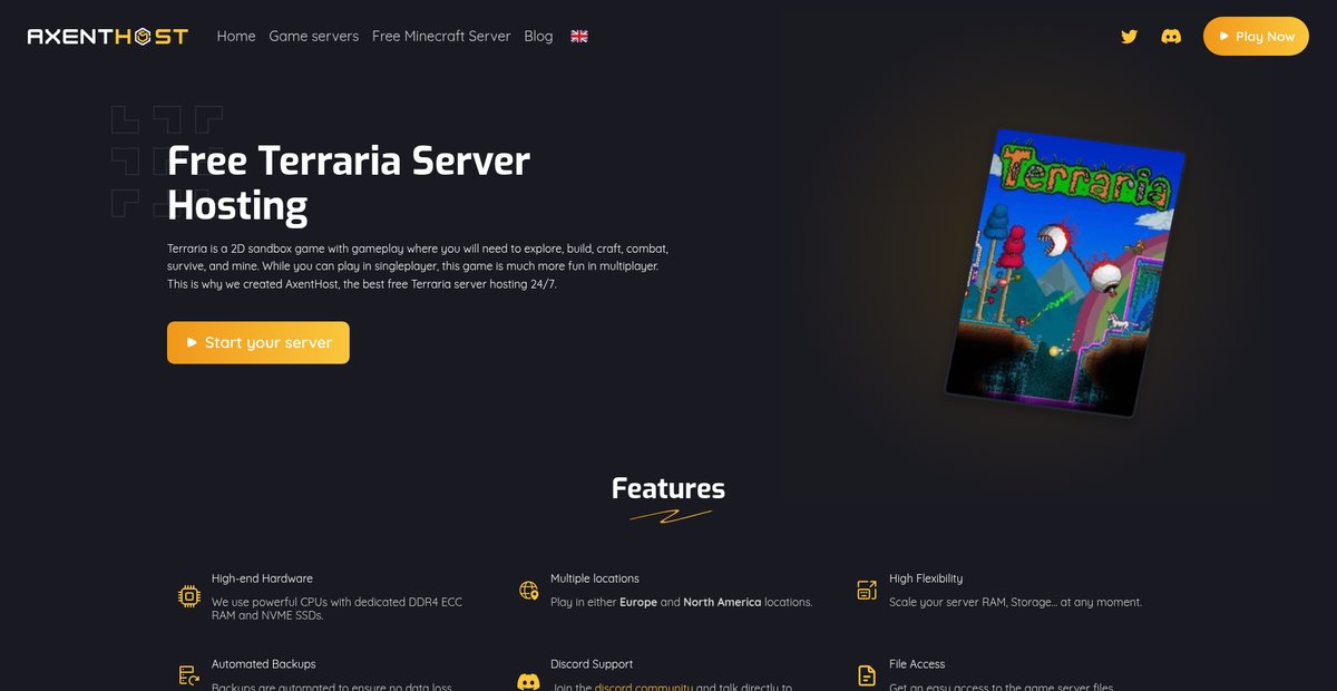Free Terraria Server Hosting Screenshot