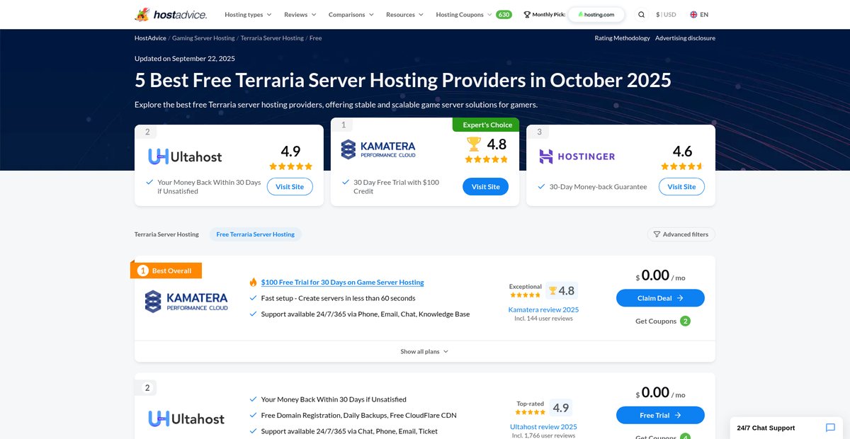 5 Best Free Terraria Server Hosting Services Jul 2025 Screenshot