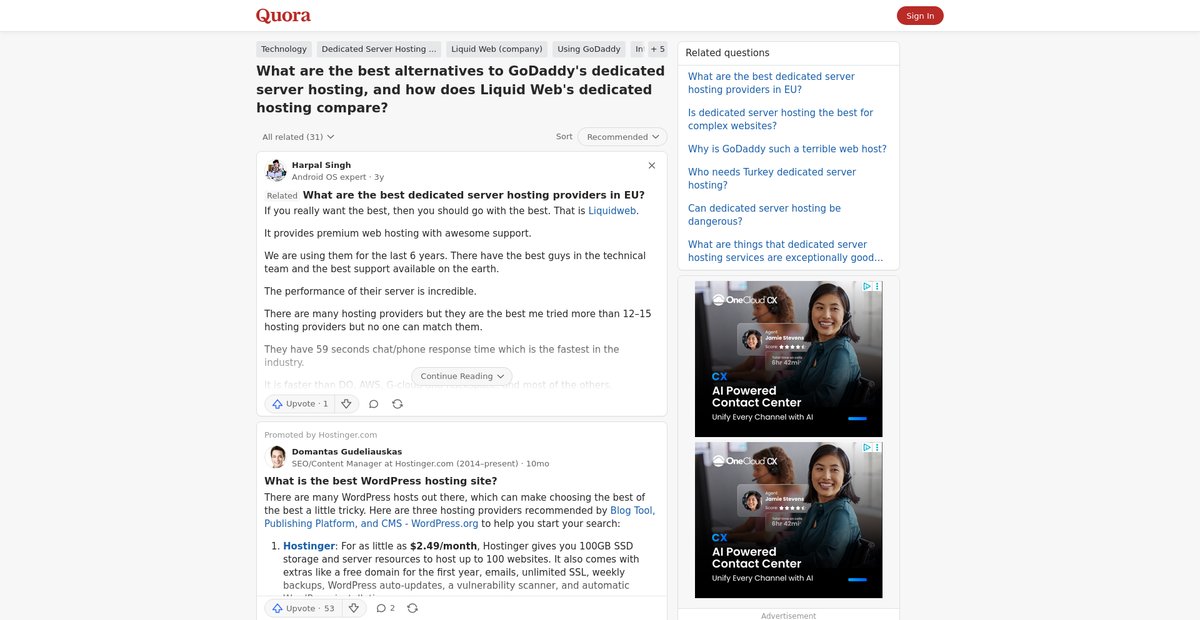 What are the best alternatives to GoDaddy's dedicated ... Screenshot