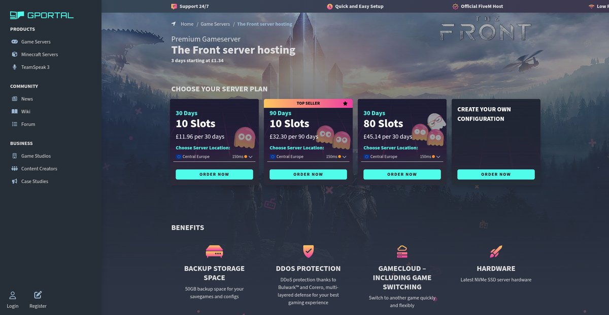 The Front server hosting ➜ g-portal.com Screenshot