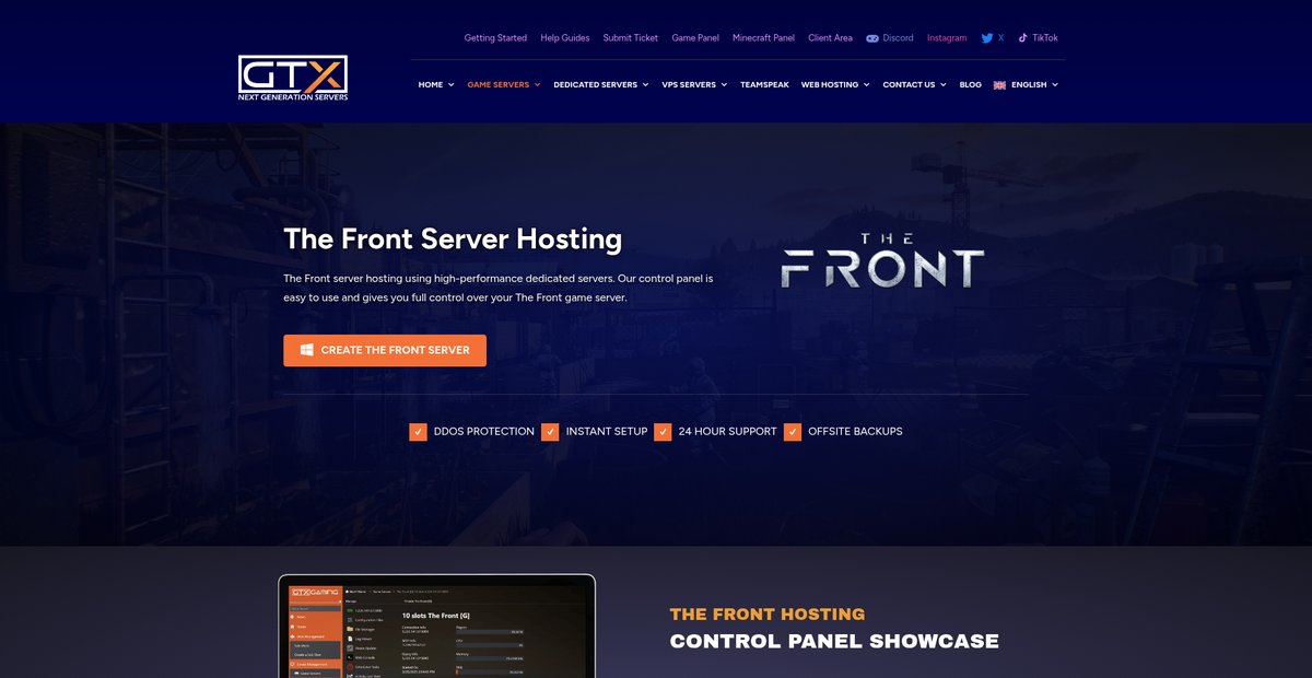 The Front Server Hosting Screenshot