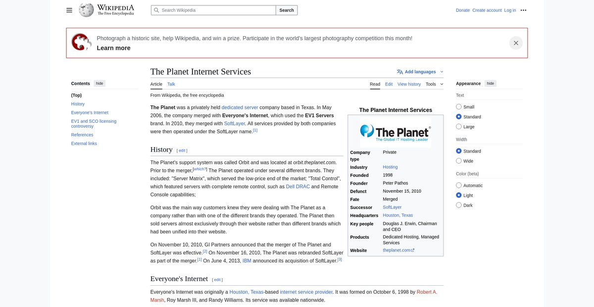 The Planet Internet Services Screenshot