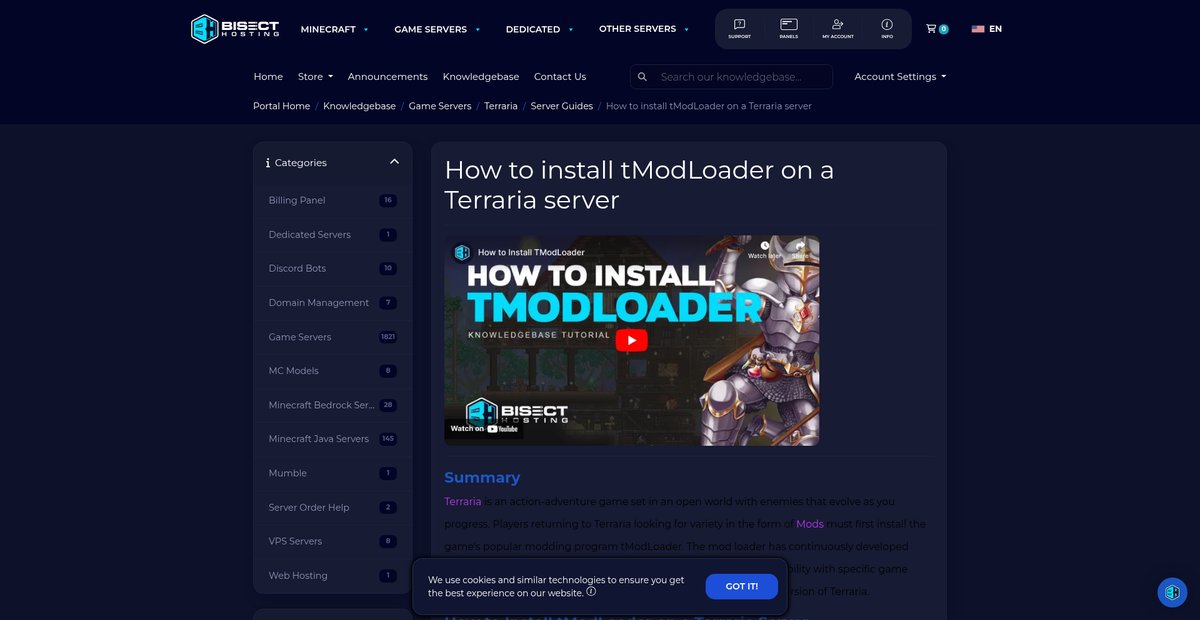 How to install tModLoader on a Terraria server - Knowledgebase Screenshot