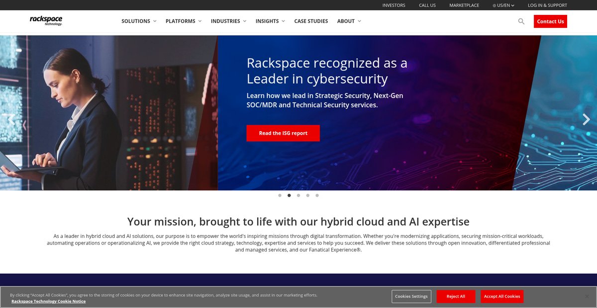 Rackspace Technology | Multicloud Solutions Provider Screenshot