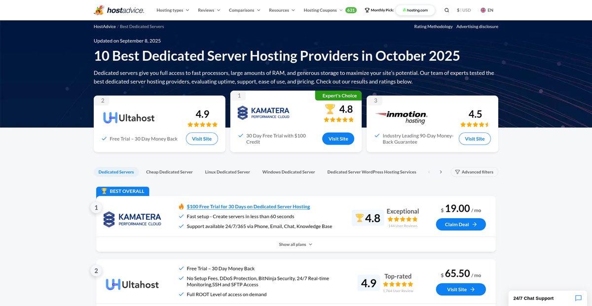 Best Dedicated Server Hosting: 10 Reliable Picks (2025) Screenshot