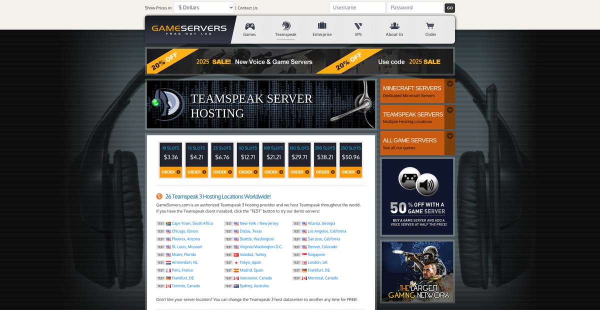 Teamspeak Server Host & Rental Screenshot