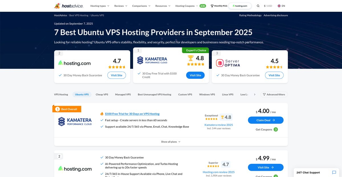 7 Best Ubuntu VPS Hosting Providers (Jul 2025) Screenshot