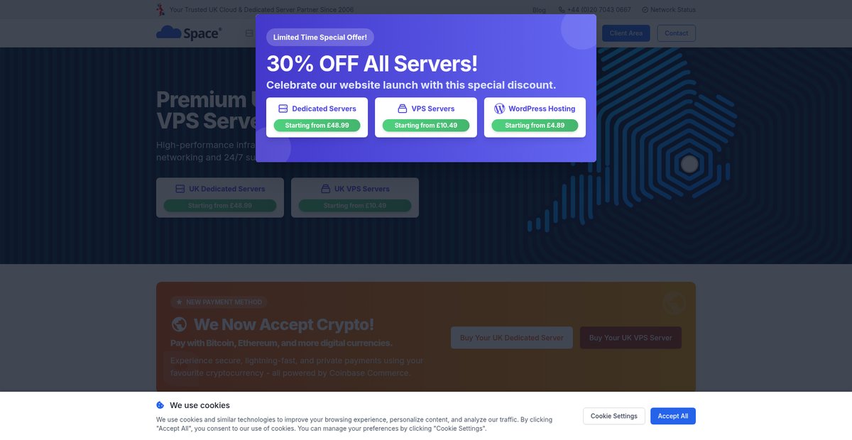 Premium UK Dedicated Servers & Cloud Hosting Solutions Screenshot