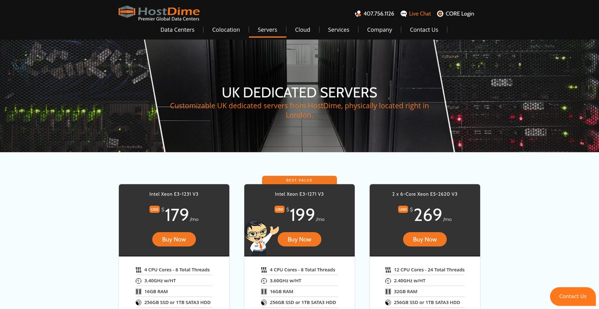 UK Dedicated Servers | HostDime Screenshot