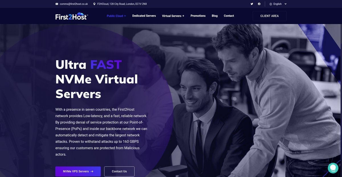 First2Host. Leading Provider of NVMe Hosting, NVMe VPS Servers Screenshot