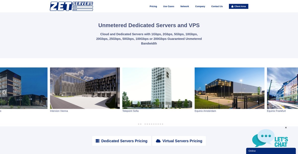 ZetServers - Unmetered Dedicated Servers and VPS with ... Screenshot