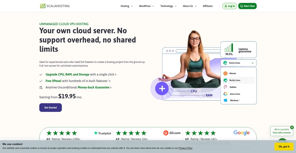 Unmanaged Cloud VPS Hosting. Your Server, Your Rules. Screenshot
