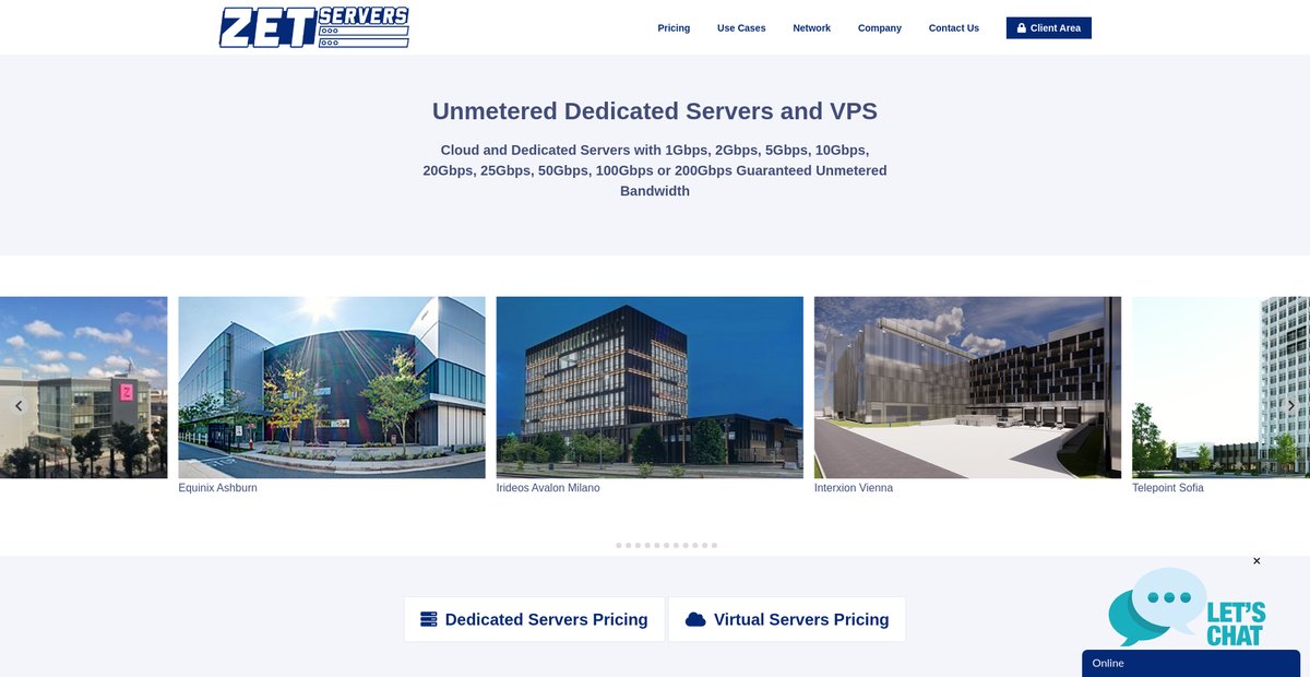 ZetServers - Unmetered Dedicated Servers and VPS with ... Screenshot