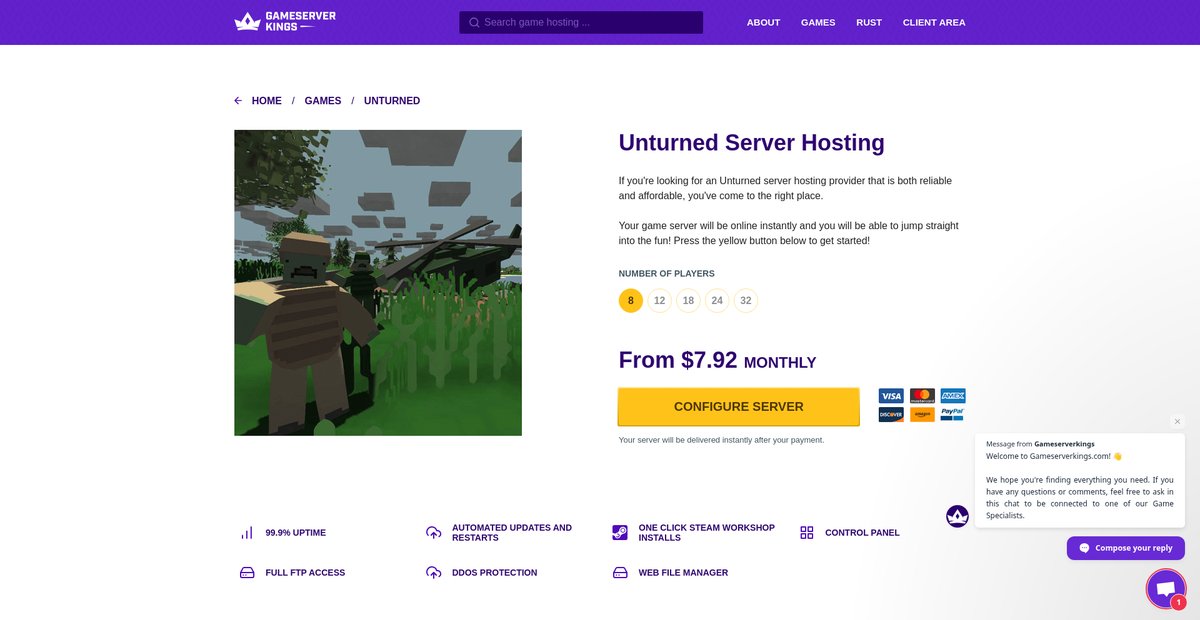 Unturned Server Hosting | Rent and Buy Unturned Servers Screenshot