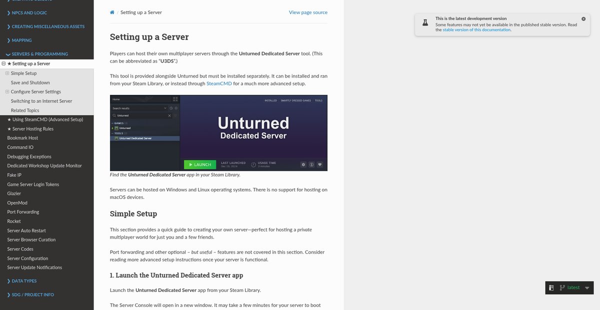 Setting up a Server — Unturned 3.x documentation Screenshot