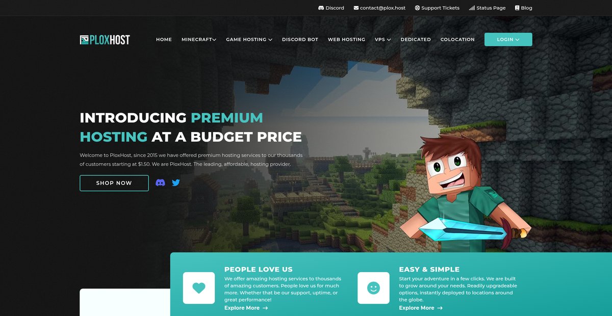 PloxHost | Minecraft Server Hosting Starting at $1.00 Screenshot