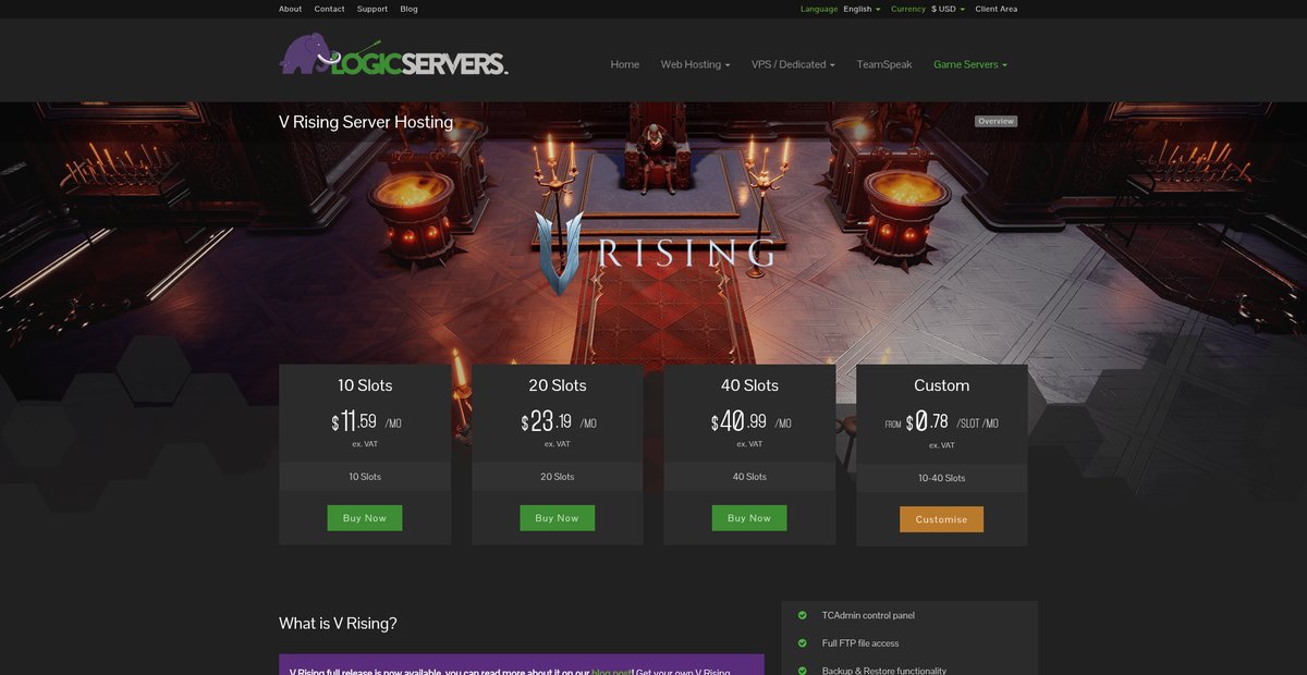 V Rising Server Hosting | LogicServers Screenshot