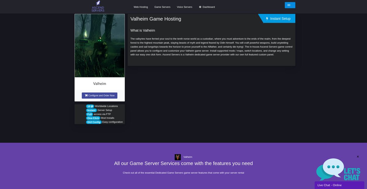 Game Server Hosting Ascend Servers Screenshot