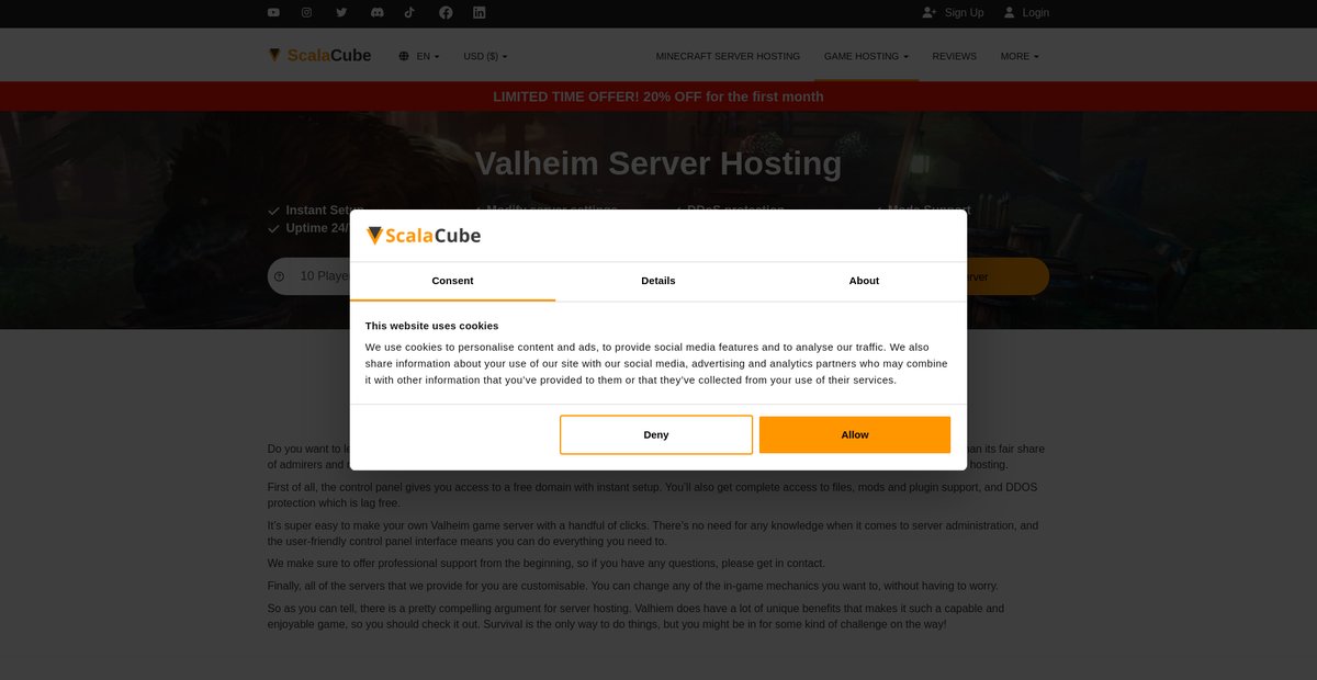 Valheim Server Hosting - ScalaCube Screenshot