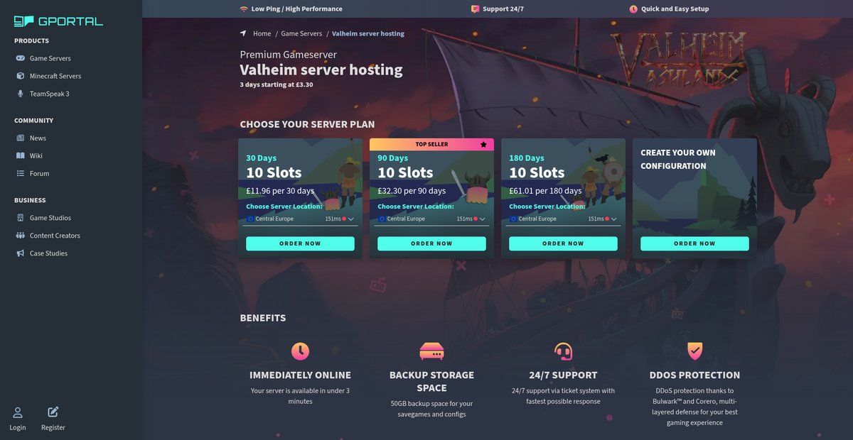 Valheim server hosting Screenshot
