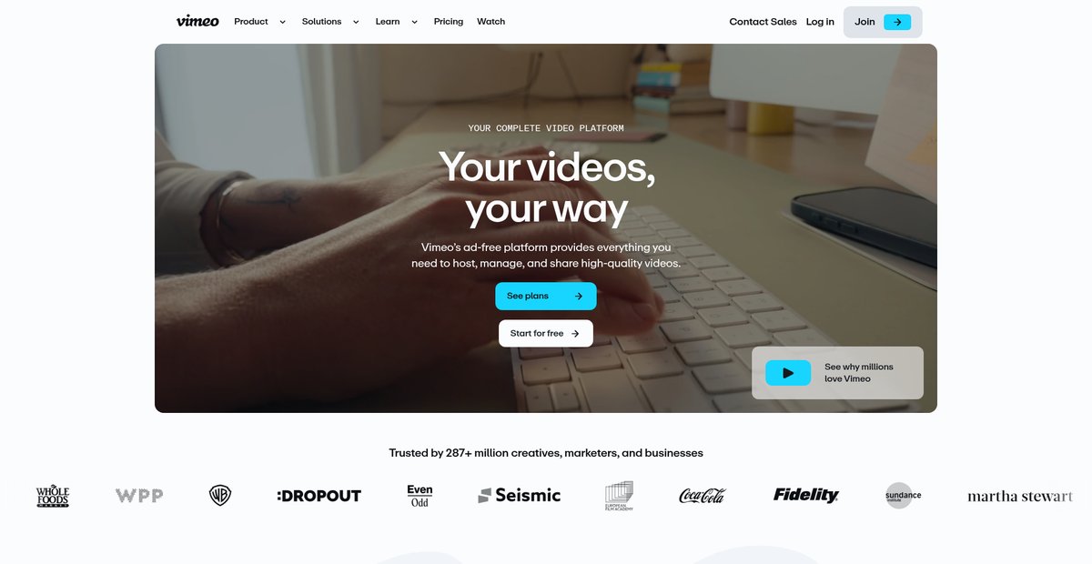 Vimeo AI-Powered Video Platform Screenshot