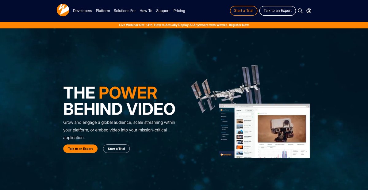 The Embedded Video Platform for Solution Builders | Wowza Screenshot