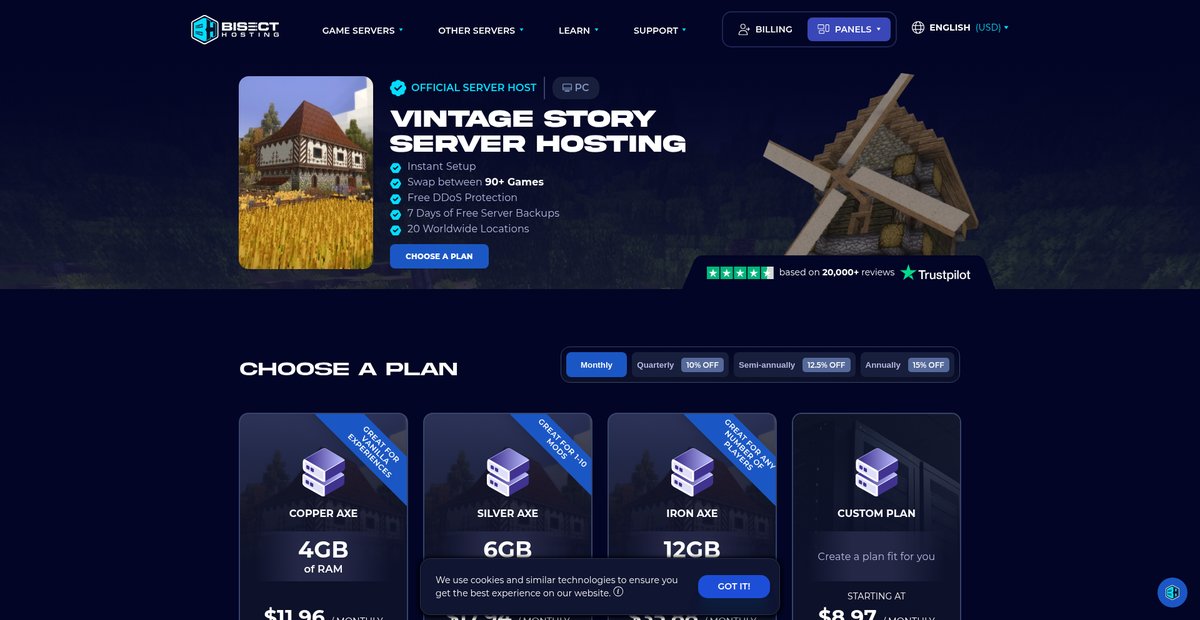 Vintage Story Server Hosting | 24/7 Support Screenshot