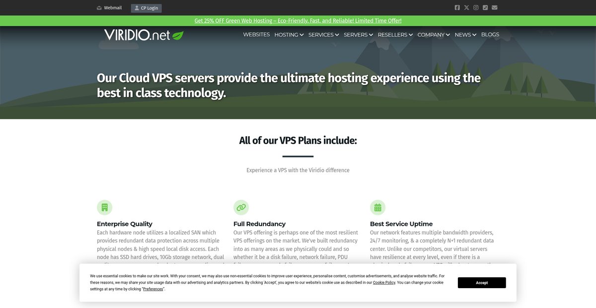 VPS — Green Website Hosting | Viridio Screenshot