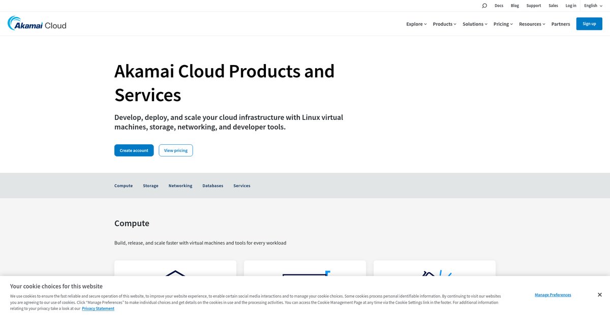 Our Cloud Offerings | Linode Products Screenshot