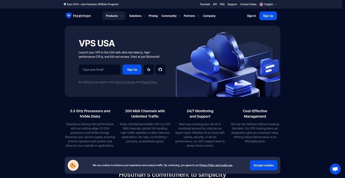 VPS USA – Buy US Virtual Server Hosting by Hostman Screenshot