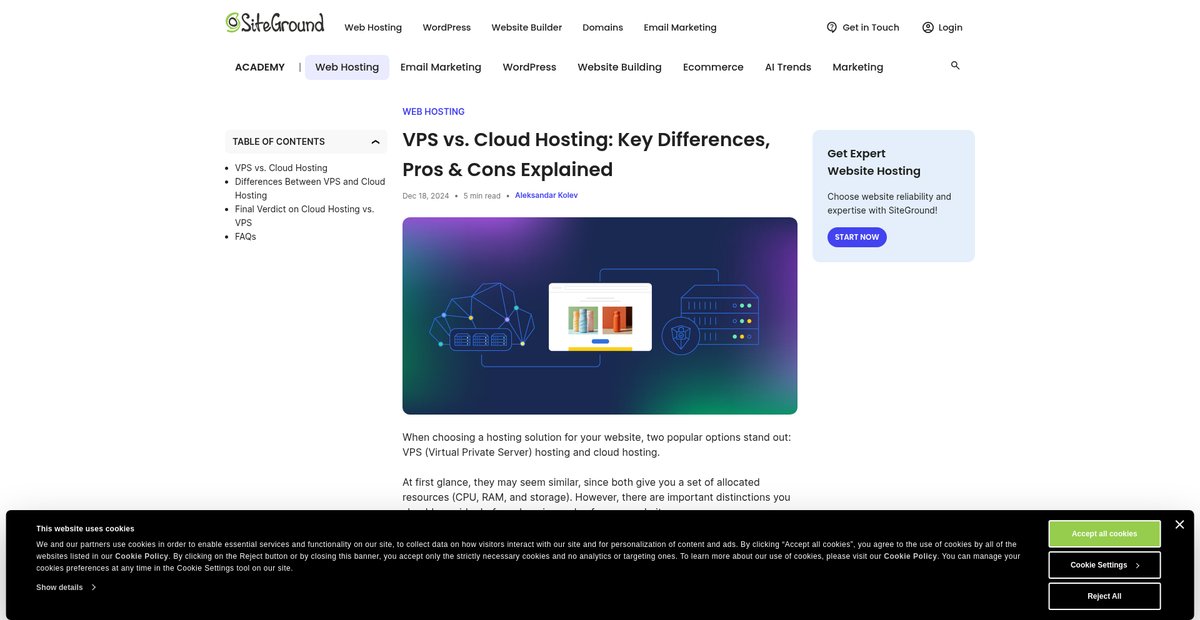 VPS vs. Cloud Hosting: Key Differences, Pros & Cons ... Screenshot