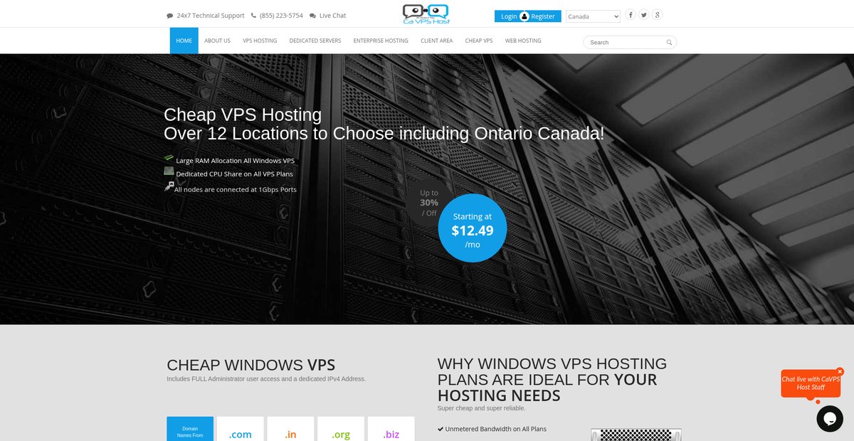 Cheap VPS Hosting Canada | Reliable Provider | Ca VPS Host Screenshot