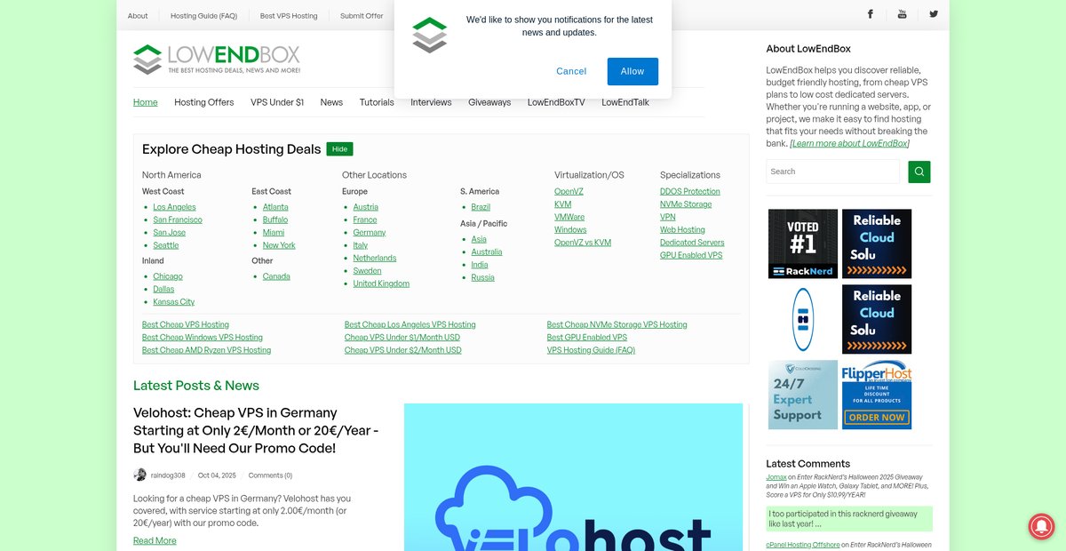 LowEndBox - Cheap VPS, Dedicated Servers and Hosting ... Screenshot