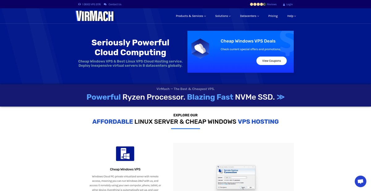 Cheap Windows VPS & Linux Cloud VPS Hosting Screenshot