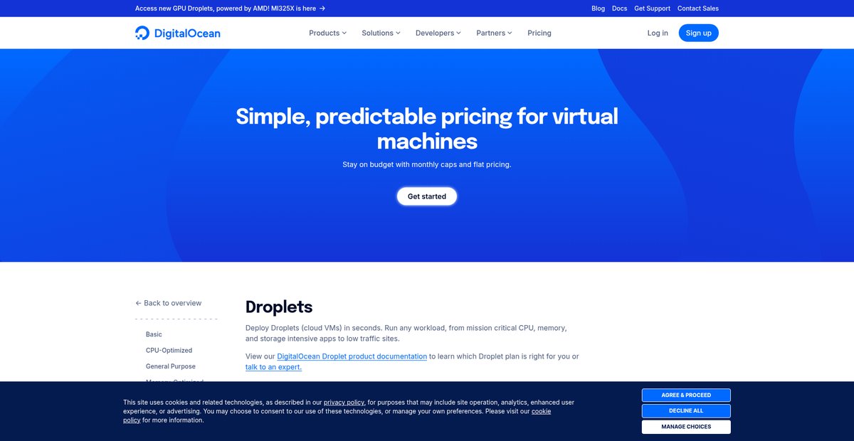 Droplet Pricing | DigitalOcean Screenshot