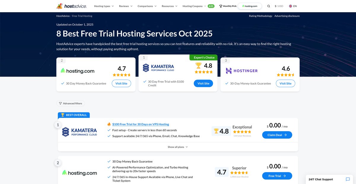 8 Best Free Trial Hosting Services May 2025 Screenshot