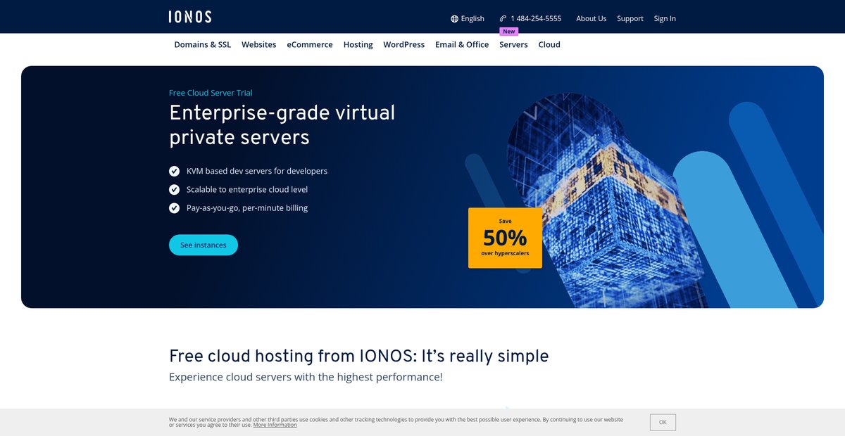 Free Cloud Server Trial for 30 Days | IONOS Screenshot