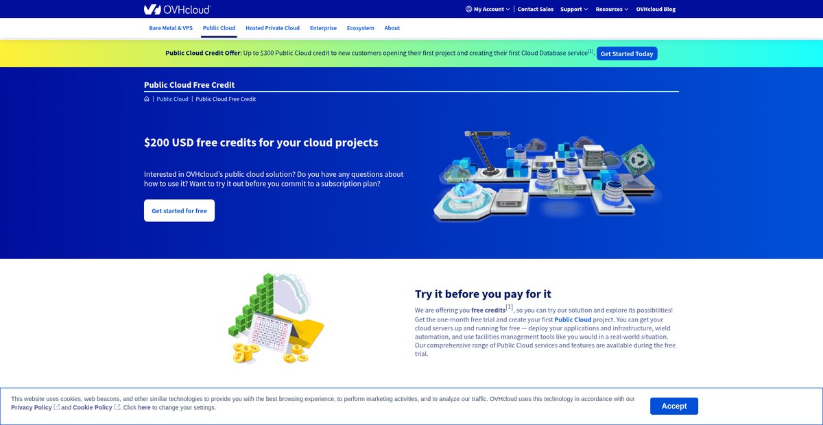 Public Cloud Free Credit Screenshot
