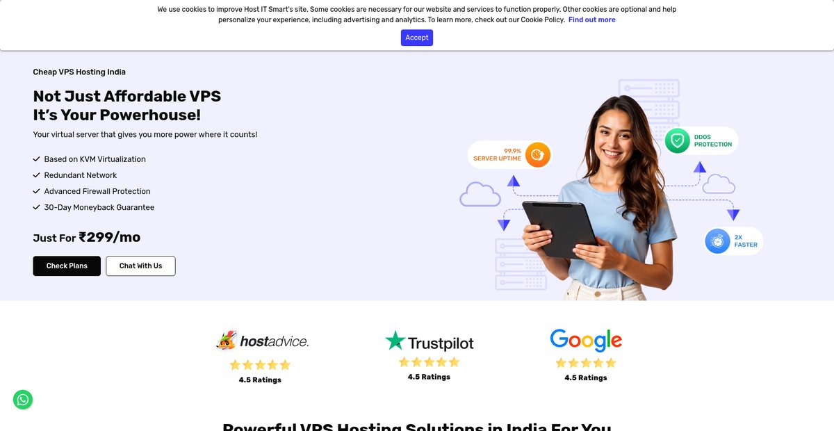 Cheap VPS Hosting India | VPS Price Starts @ ₹299/mo Screenshot