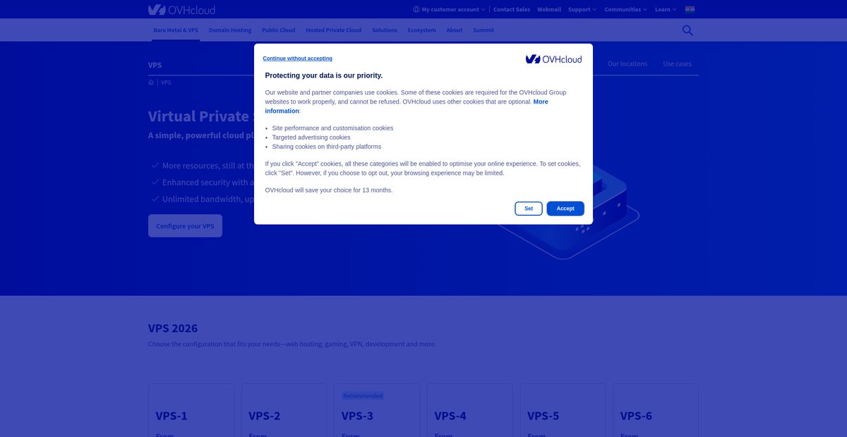 VPS - Your virtual private server in the cloud Screenshot