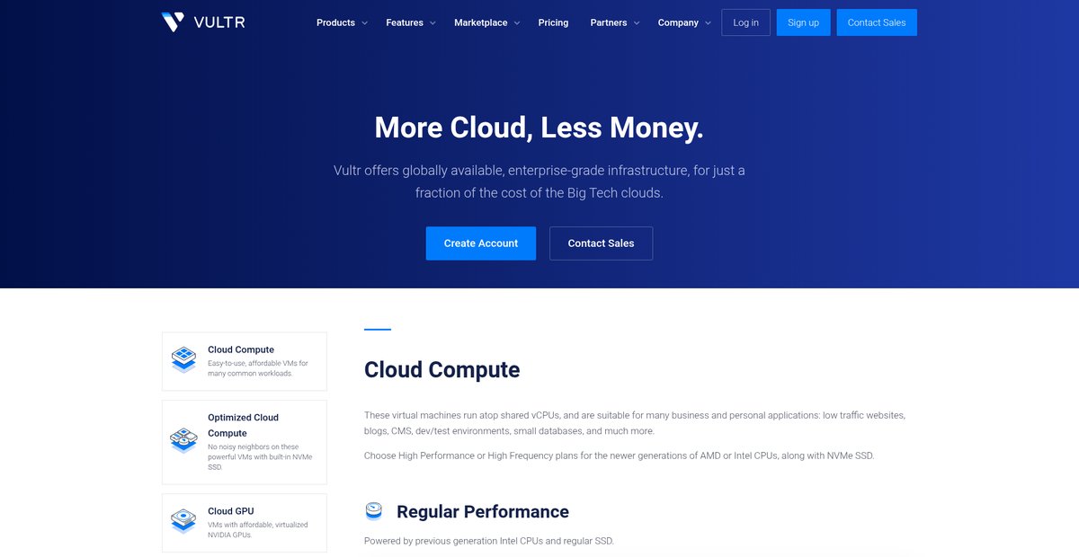High Performance, High Frequency, Bare Metal, Affordable Cloud Computing Screenshot