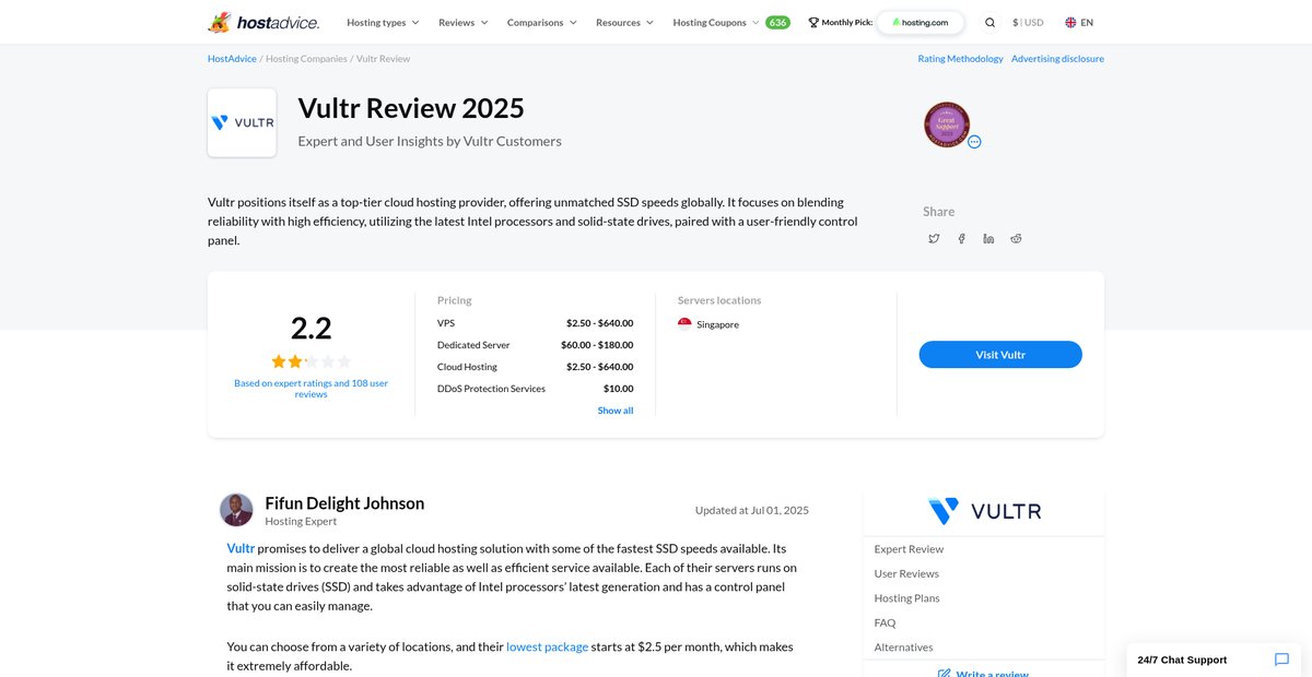 Vultr Review - Expert Analysis & User Insights for 2025 Screenshot