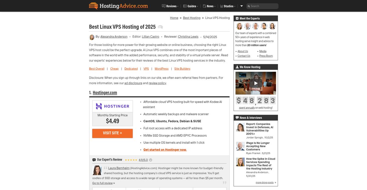 Best Linux VPS Hosting of 2025: Our Tests & Reviews Screenshot