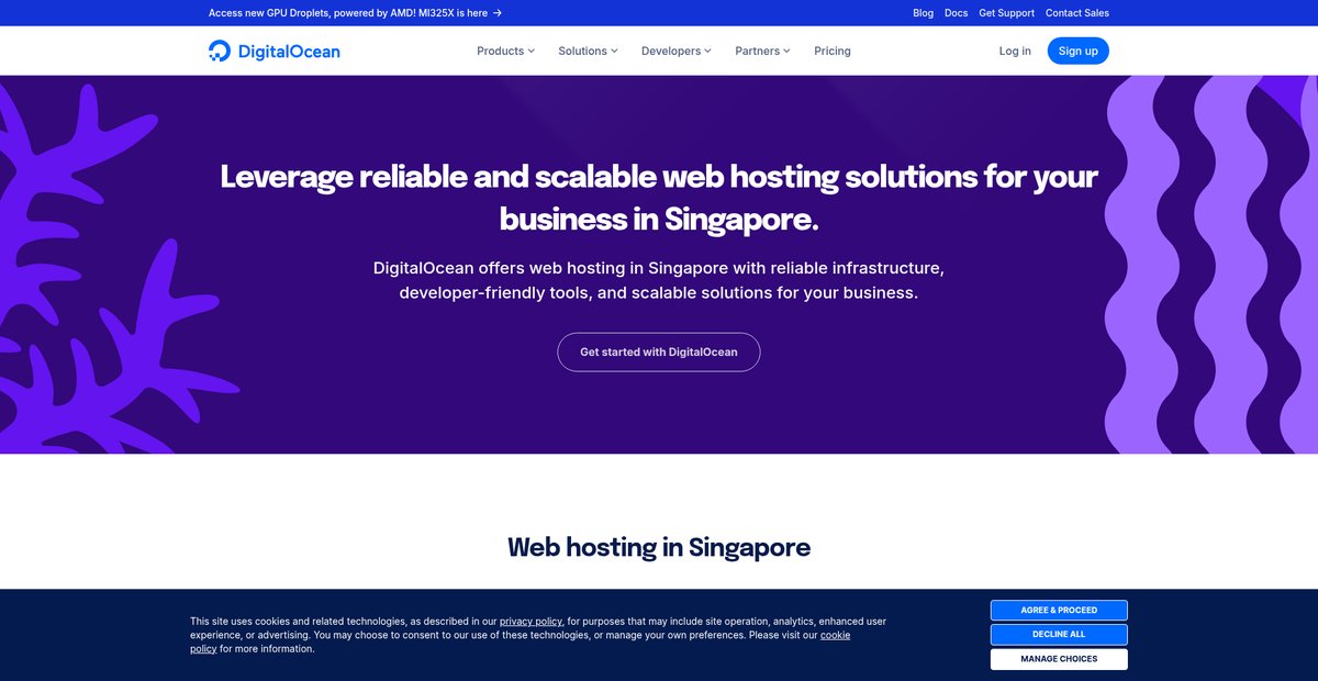 Singapore web hosting | DigitalOcean Screenshot