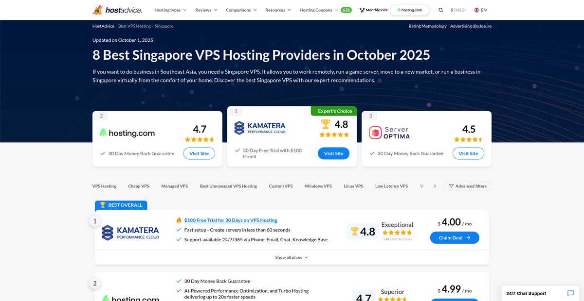 8 Best Singapore VPS Hosting Providers (Oct 2025) Screenshot