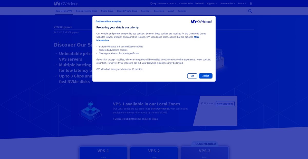 Virtual private servers in Singapore - VPS Screenshot