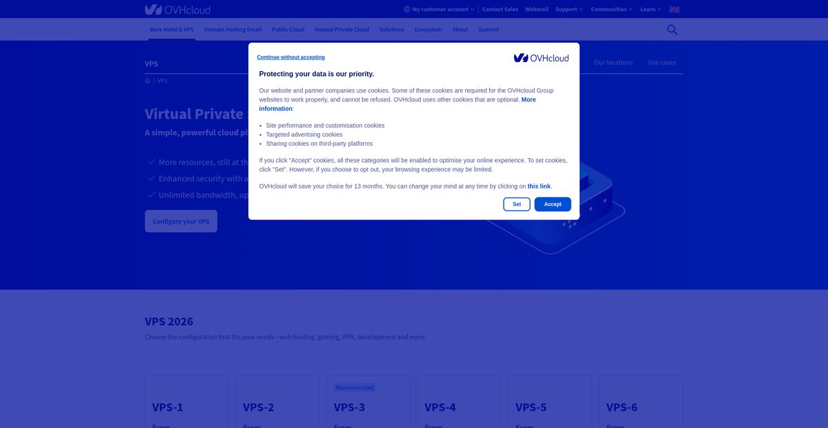 VPS - Your virtual private server in the cloud | OVHcloud UK Screenshot