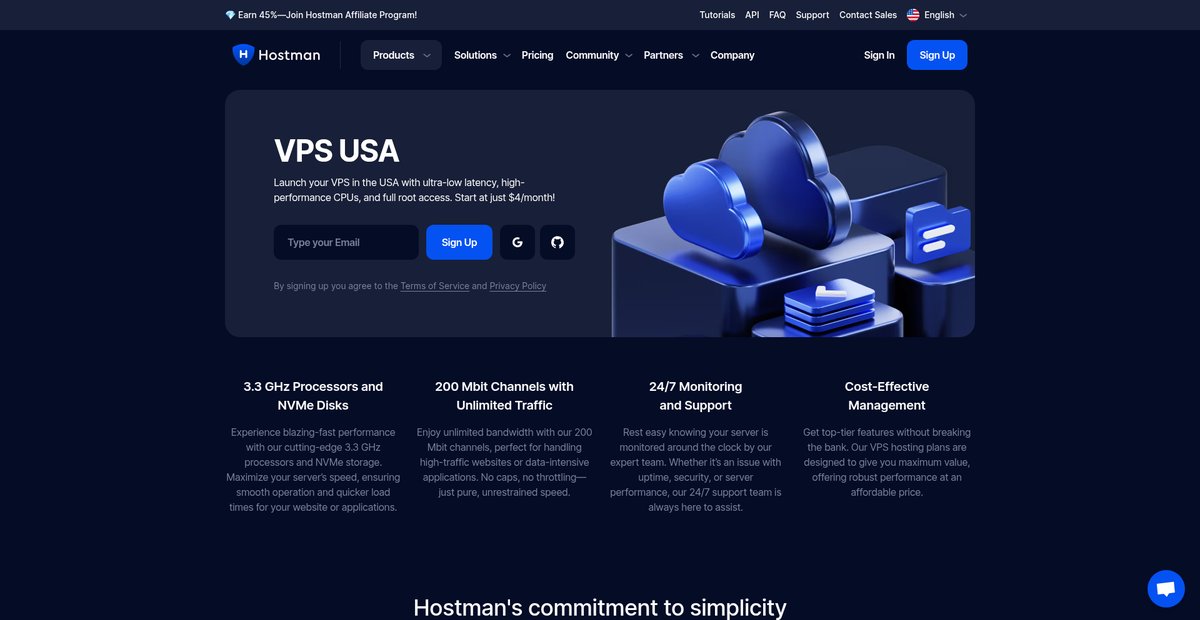 VPS USA – Buy US Virtual Server Hosting by Hostman Screenshot